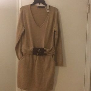 Brand New, New York and Company, long sleeve, V-neck sweater dress with belt